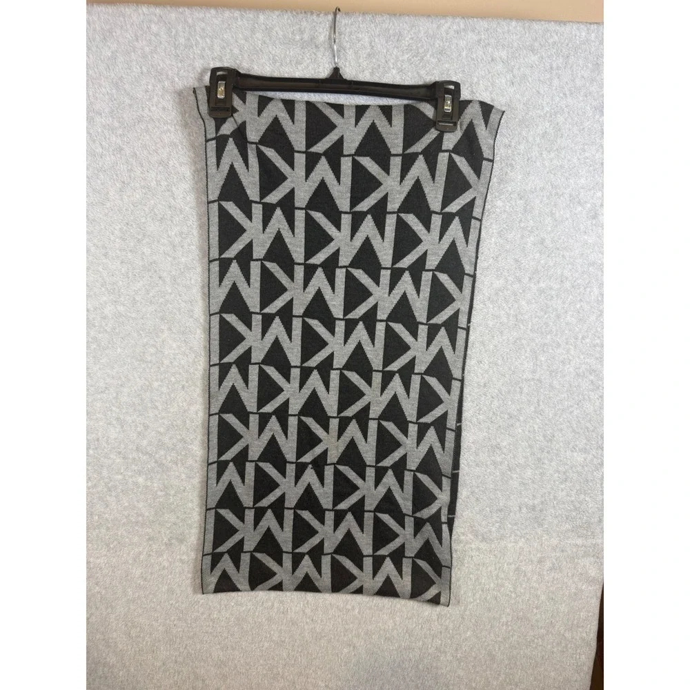 Michael Michael Kors Grey Black MK Logo Monogram Knit Infinity Scarf Loop